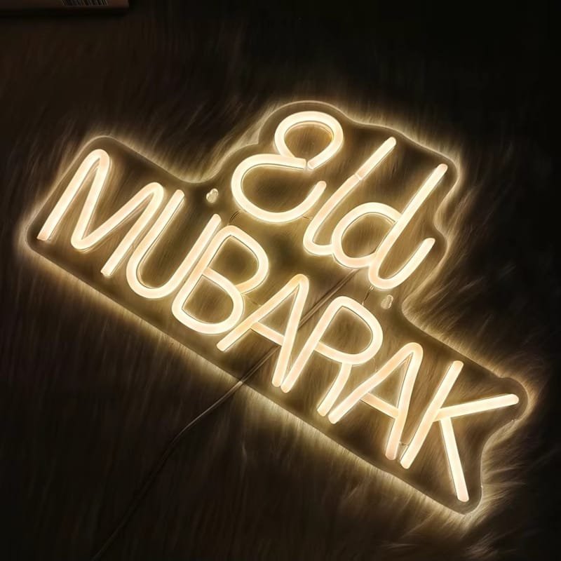 Laser Cut Eid Mubarak Neon LED Sign Ramadan Wall Decor