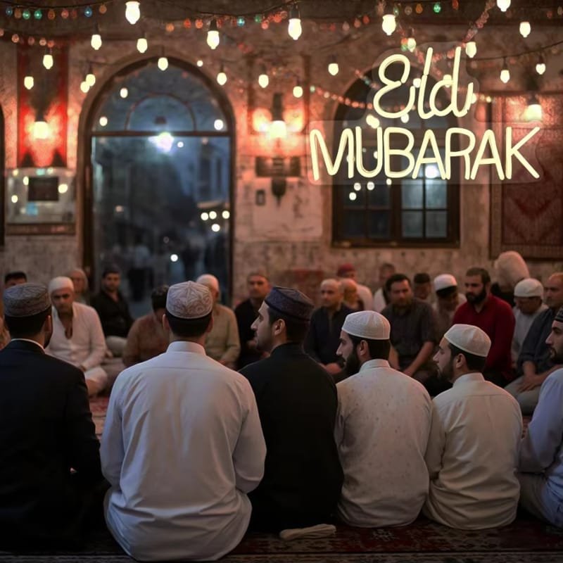 Laser Cut Eid Mubarak Neon LED Sign Ramadan Wall Decor