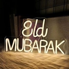 Laser Cut Eid Mubarak Neon LED Sign Ramadan Wall Decor