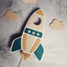 Laser Cut Rocket Wall Lamp – Kids Room Rocket Wall Light