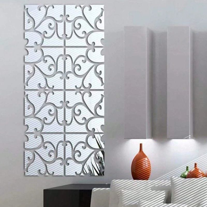 Laser Cut 3D Acrylic Mirror Wall Stickers Decorative Mirror Mural