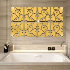 Laser Cut 3D Acrylic Mirror Wall Stickers Decorative Mirror Mural