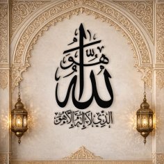 Laser Cut Allah Name Islamic Wall Art هو الله الذی لا اله الا هو Elegant Calligraphy
