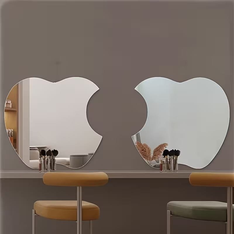 Laser Cut Apple Shaped Acrylic Mirror Frameless Modern Home Decor