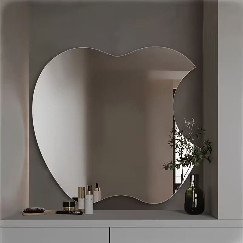 Laser Cut Apple Shaped Acrylic Mirror Frameless Modern Home Decor