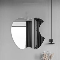 Laser Cut Apple Shaped Acrylic Mirror Frameless Modern Home Decor