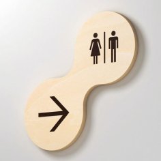 Laser Cut Circular Wooden Restroom Sign