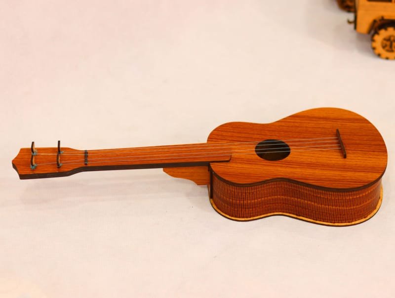 Laser Cut Rock Wooden Guitar Musical Instrument Toy, Guitar Toy For Boys