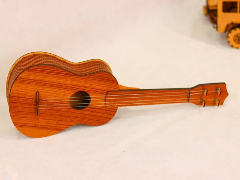 Laser Cut Rock Wooden Guitar Musical Instrument Toy, Guitar Toy For Boys