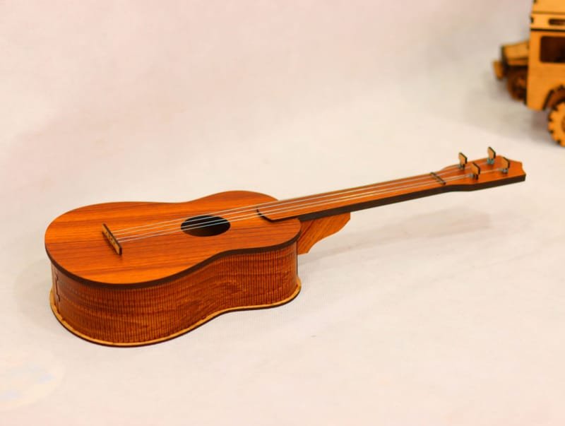 Laser Cut Rock Wooden Guitar Musical Instrument Toy, Guitar Toy For Boys