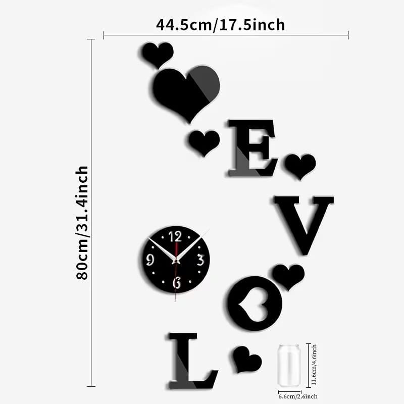 Laser Cut Acrylic DIY Love Wall Clock – Love Hearts Home Decoration Clock