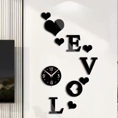 Laser Cut Acrylic DIY Love Wall Clock – Love Hearts Home Decoration Clock