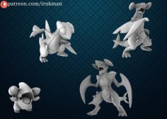 Gible / Gabite / Garchomp / Mega Garchomp (35mm True Scale) 3D Printer Model