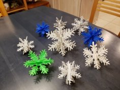 3D Snowflake Ornament In Three Pieces 3D Printer Model