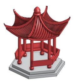 Miniature Chinese Pavillion 3D Printer Model