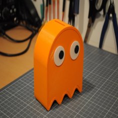 Pac-Man Ghost Piggy Bank With Separate Eyes 3D Printer Model