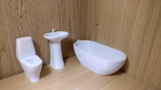 Dollhouse Bathroom Set 1:12 3D Printer Model