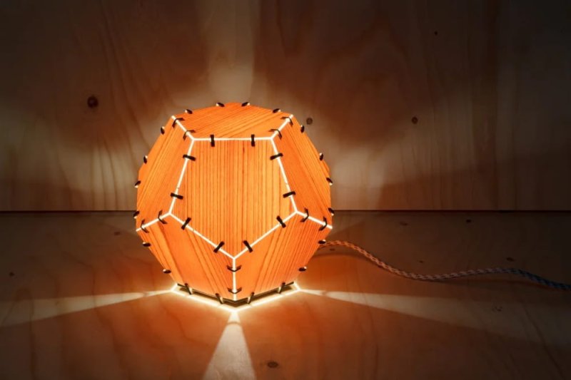 Laser Cut Dodecahedron Wood Veneer Lamp SVG File