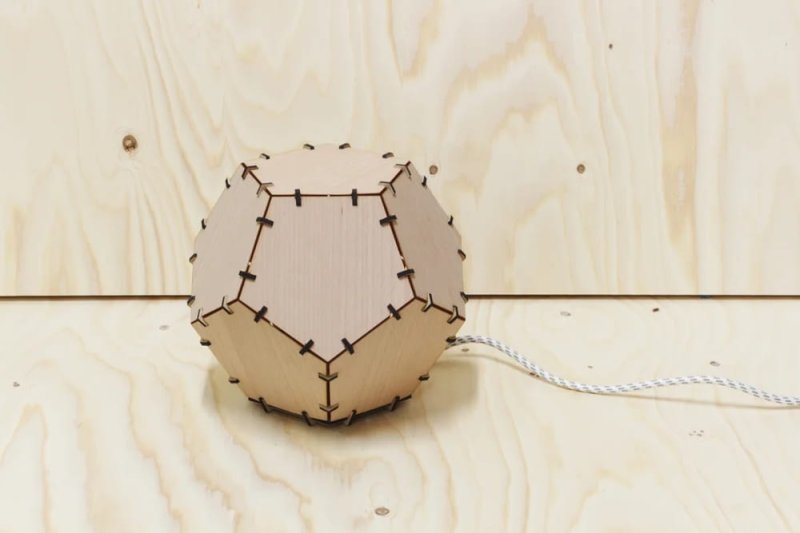 Laser Cut Dodecahedron Wood Veneer Lamp SVG File