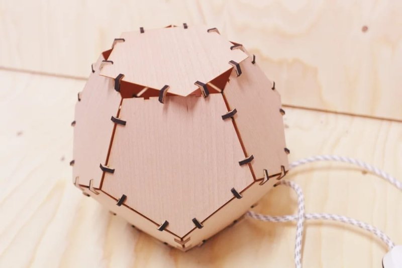 Laser Cut Dodecahedron Wood Veneer Lamp SVG File