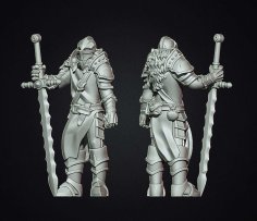 Fantasy Medieval Knight With Great Sword 3D Printer Model