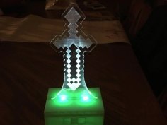 Laser Cut Minecraft Diamond Sword Acrylic Night Light Free Vector