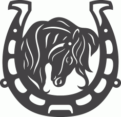 Horse head with horseshoe DXF File