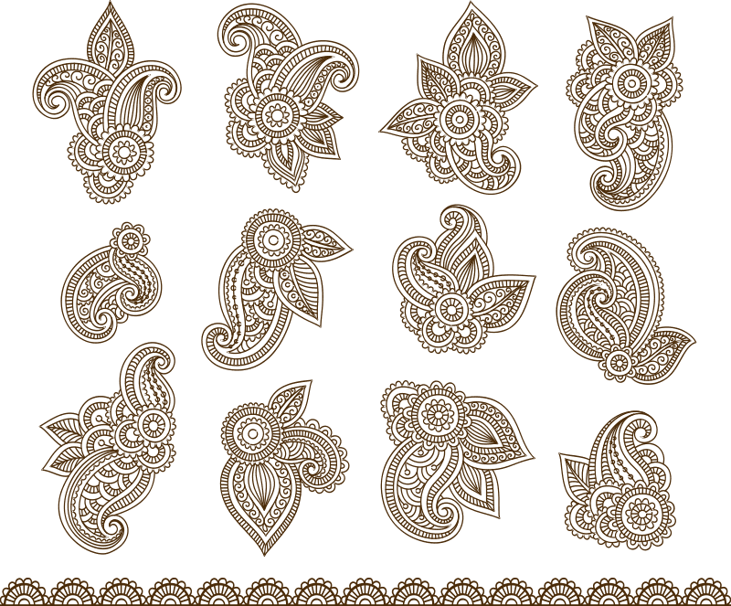 Tatouage de vecteur de fleurs au henné Mehndi Paisley