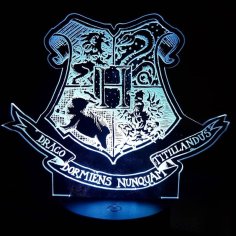 Laser Cut Hogwarts Coat Of Arms Crest – LED Lamp Plate