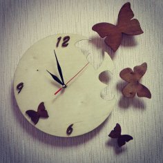 Butterfly Clock Laser Cut Free Vector
