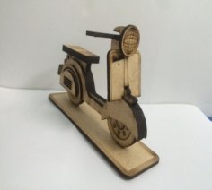 Vespa Scooter 3D Puzzle Desen Lazer Kesim