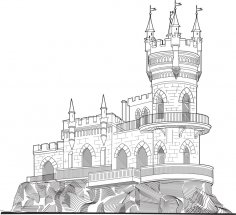 Castle Vector line drawing vector art Free Vector