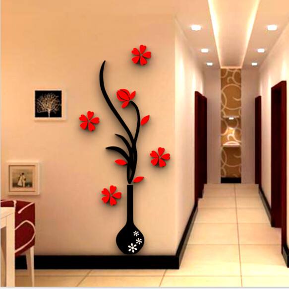 फूलदान फूल पेड़ क्रिस्टल एक्रिलिक दीवार कला