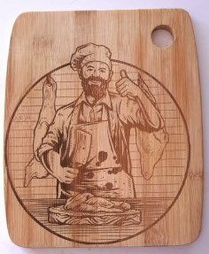 Diseño de decoración de vector de chef de cocinero de grabado láser para tablas de cortar