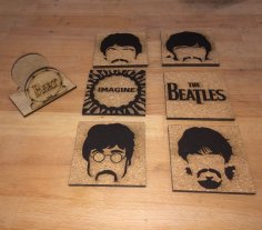 Lazer Kesim Beatles Bardak Altlıkları
