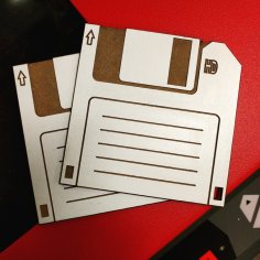 Posavasos de disquete grabados con corte láser
