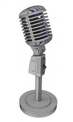 Lazer Kesimli Ahşap Mikrofon 3D Model Shure Mikrofon 55S 3mm