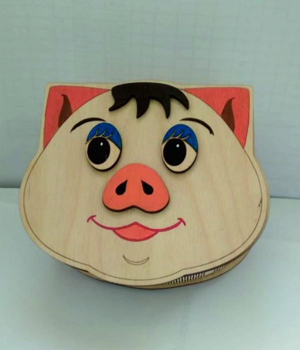 Caja de almacenamiento de cerdo cortada con láser
