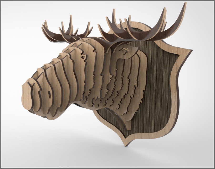 Laser Cut Elk Head Trophy DXF File