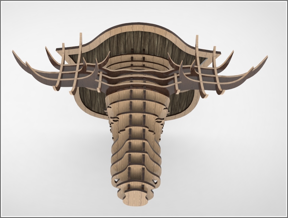 Laser Cut Elk Head Trophy DXF File