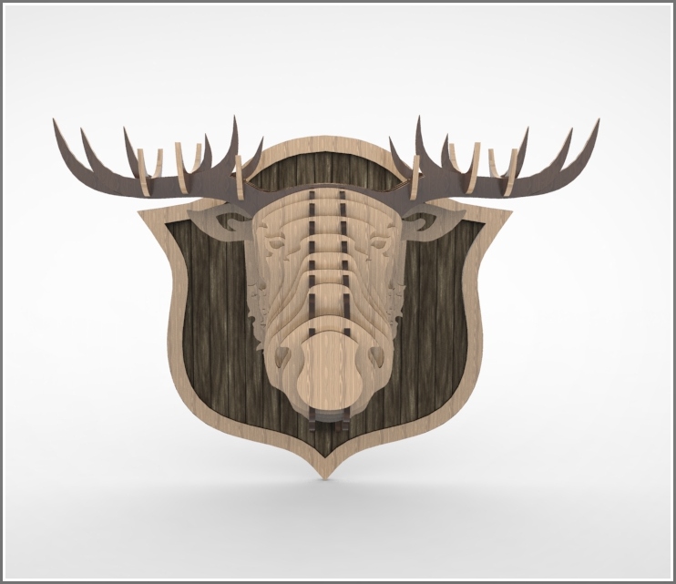 Laser Cut Elk Head Trophy DXF File