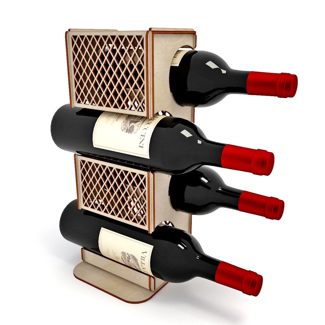 Suporte para vinho de madeira cortado a laser suporte para garrafa de vinho suporte de exibição