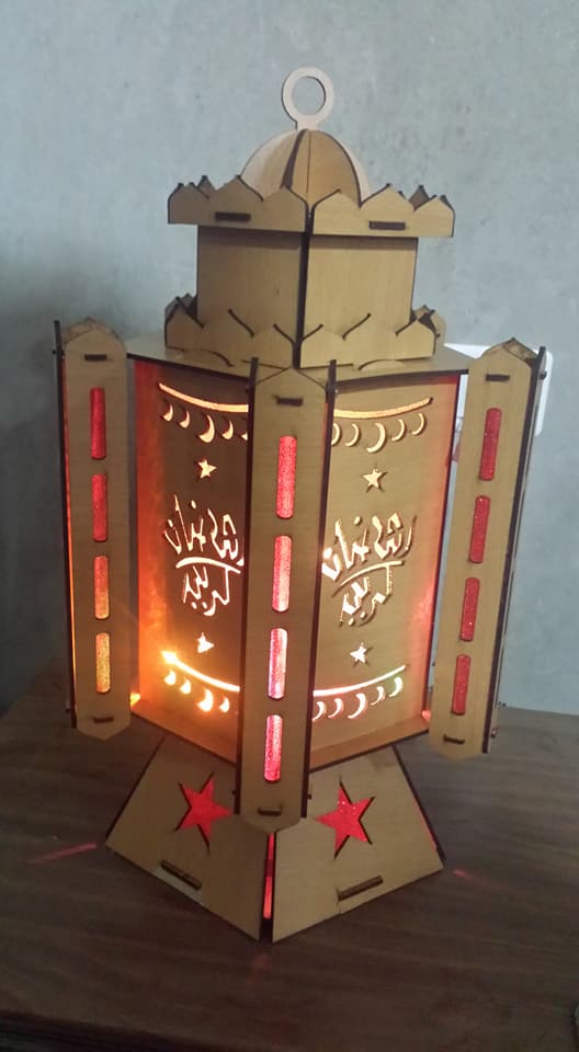 Lanterna Ramadan in legno Mdf Ramadan Fanoos tagliata a laser