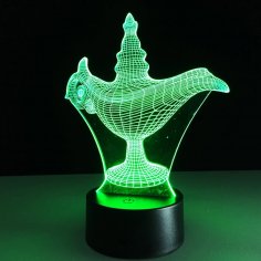 Laser Cut Aladdin 3D Illusion Lamp Free Vector