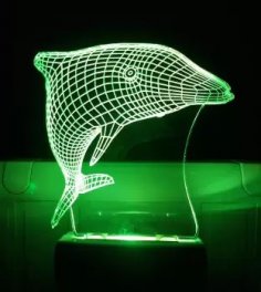 Laser Cut Dolphin 3D Illusion Lamp Free Vector