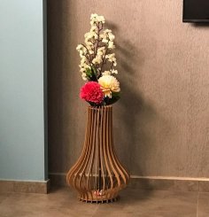 Лазерная резка деревянной напольной вазы для цветов