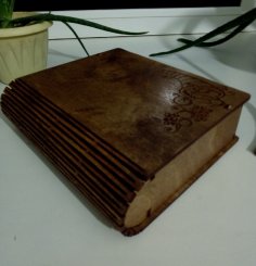 Caixa de livro de madeira cortada a laser