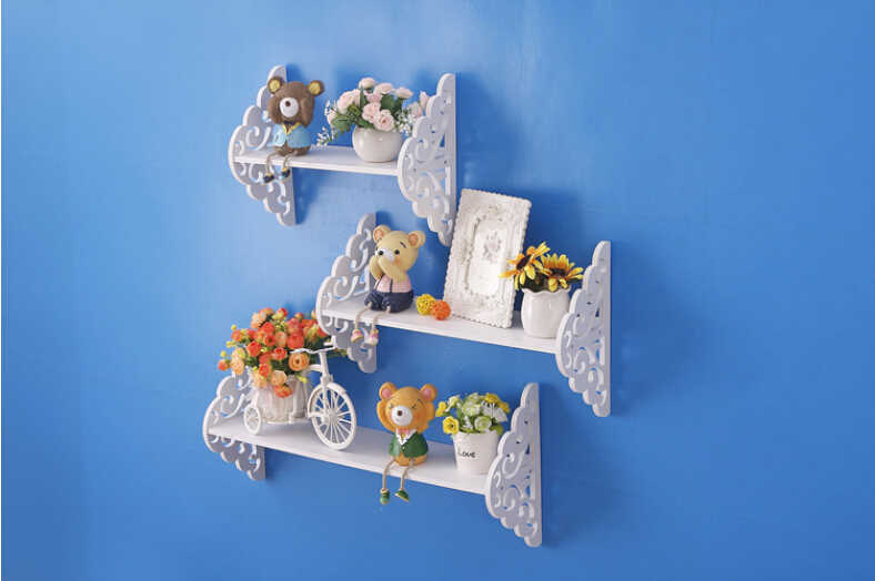 Estante de flores de estante de almacenamiento decorativo de pared cortada con láser