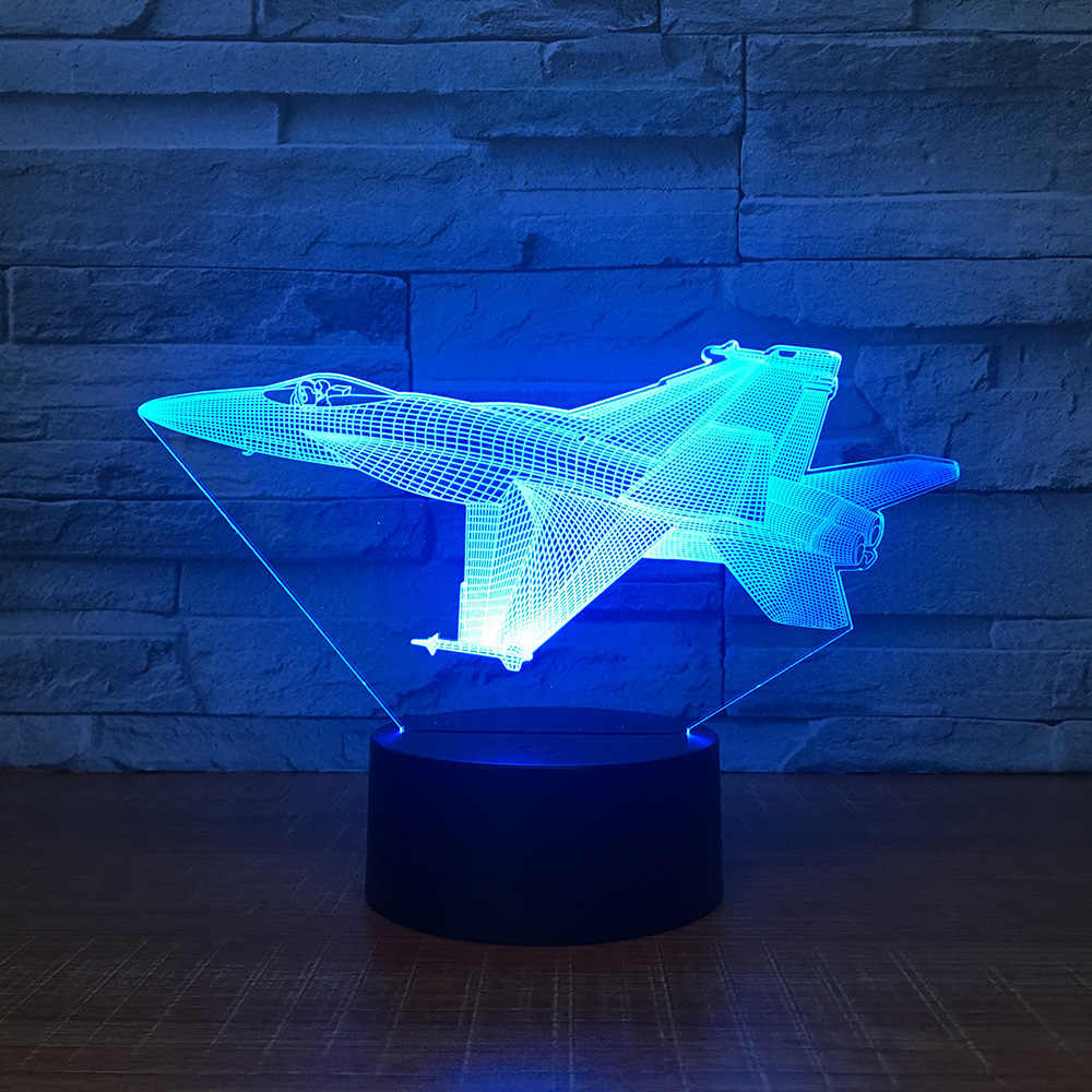 Modelo de avión a reacción, lámpara de escritorio con luz nocturna 3d, plantilla acrílica cortada con láser
