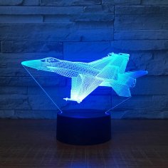 Aircraft Jet Model Airplane 3d Night Light Desk Lamp Laser Cut Acrylic Template Free Vector